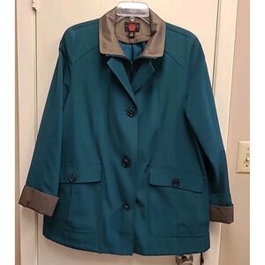 Gallery petite teal  Dress Up jacket button-up Zip coat‎ women's  Size LP EUC